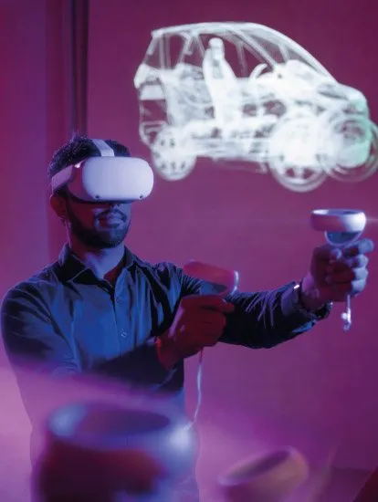 Mahindra - Man interacting with Virtual Reality Headset